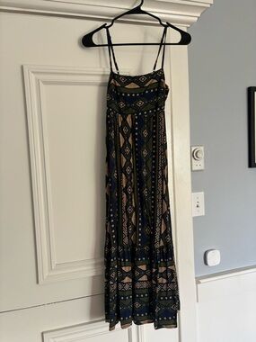 FARM Rio Navy, Olive & Tan Printed Dress